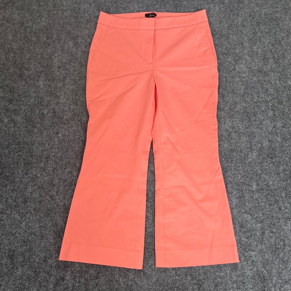 J.Crew Hayden Wide Leg Crop Pants Coral Pink Size 12 Stretch Cotton Trouser